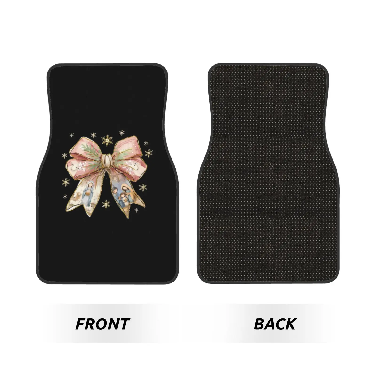 Coquette Jesus Glory To God Bow Print Car Floor Mats Durable Car Carpet Mat Set of 4pcs with AntiSlip Backing Fit for SUV Trucks