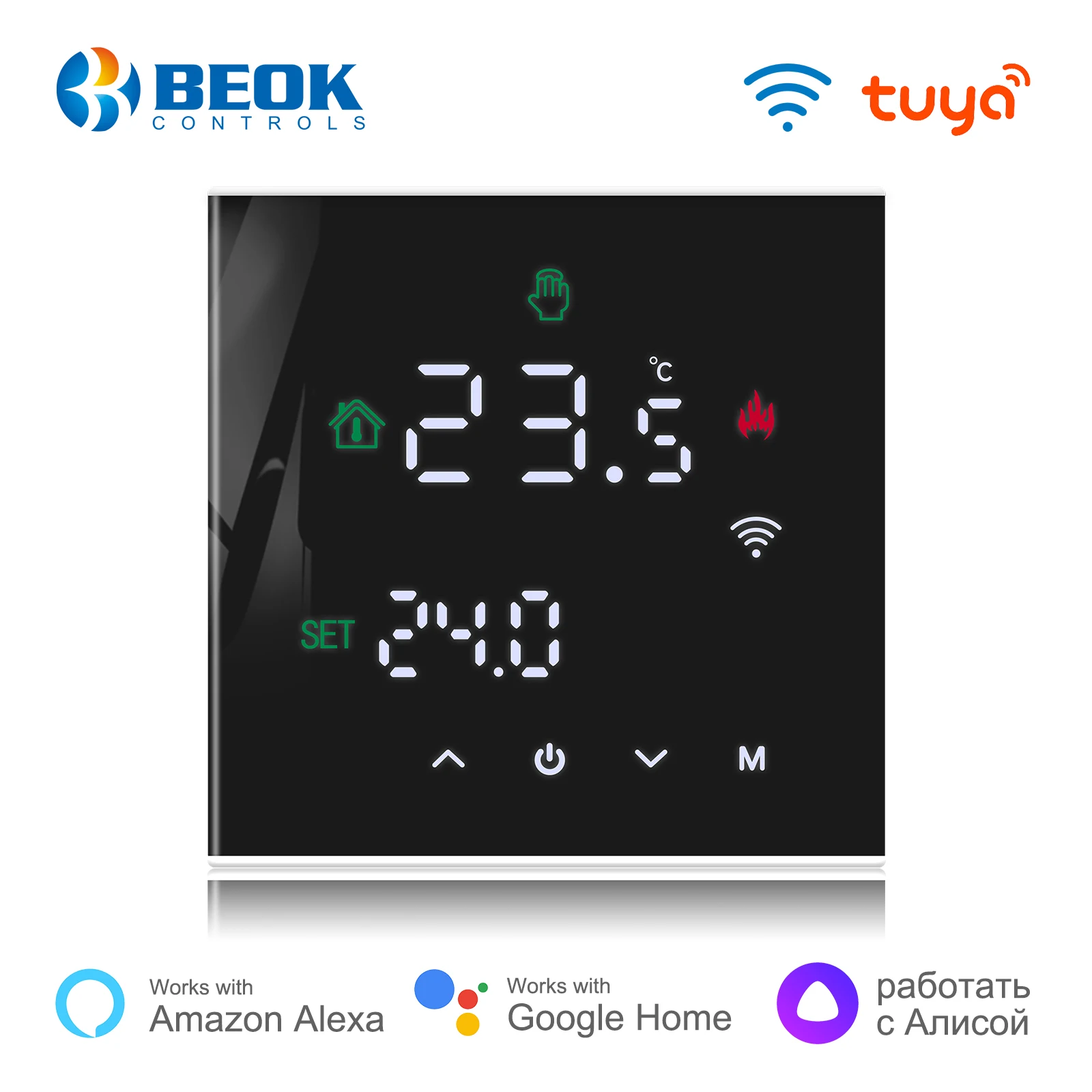 Beok Tuya WIFI منظم الحرارة المنزلي الذكي ترموستات أرضية دافئة للتدفئة الكهربائية متحكم في درجة الحرارة غلاية الغاز Yandex