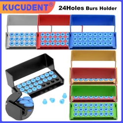 24Hole Dental Burs Drill Disinfection Block Burs Holder Autoclavable Aluminium Disinfection Box For High/Low Speed Dental Burs