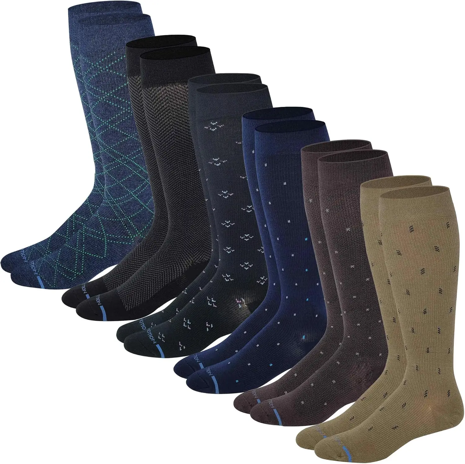 

Men's Knee High Compression Socks 8-15 mmHg, 6 Pairs Pack for Support and Comfort