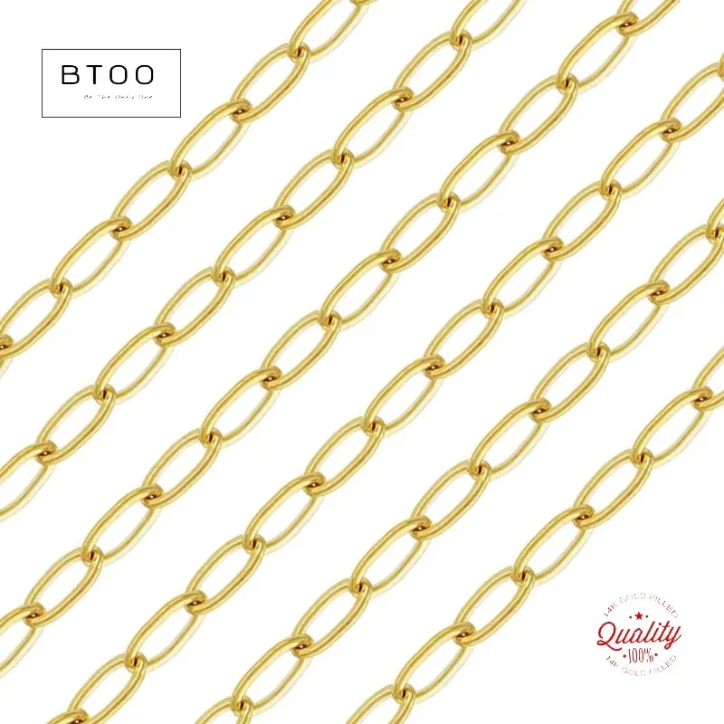 100% 14K Gold Filled Cable Chain Chain 4MM Chain Necklace Gold Jewelry Minimalist Gold Filled Chain DIY Jewelry