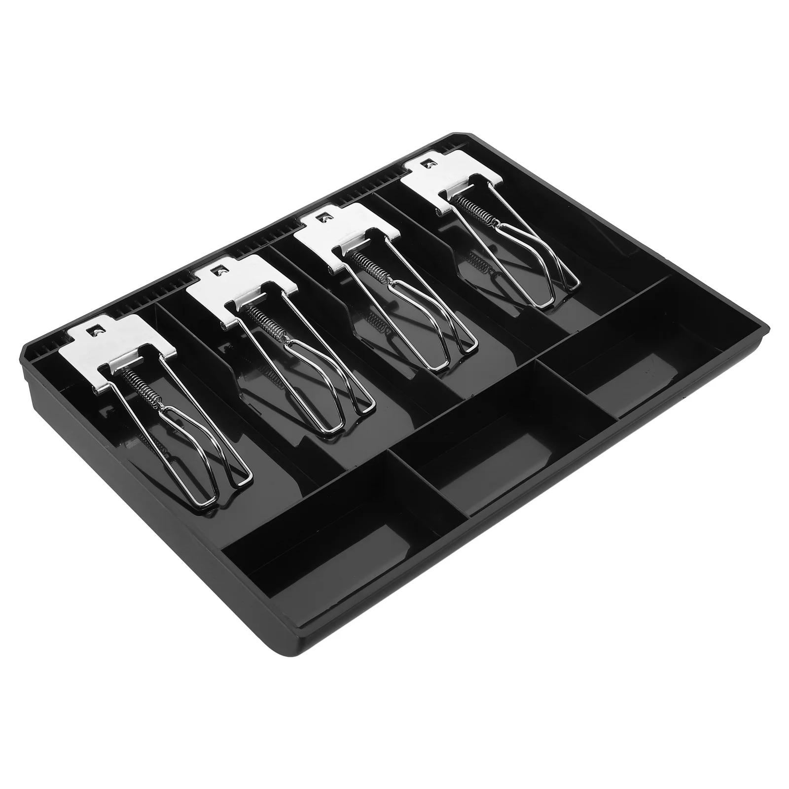 Bandeja de caixa registradora abs bandeja de inserção de aço inoxidável clipe divisor de moedas gaveta de dinheiro portátil para uso em loja gaveta de dinheiro