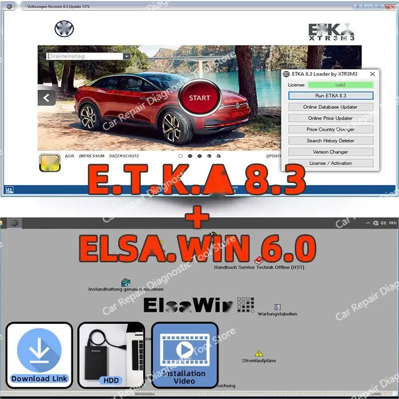 2023 hot ELSAWIN 6.0 with EtKa 8 .3 Newest Repair Software Group Vehicles Electronic Parts Catalogue for A-udi for V-W Auto