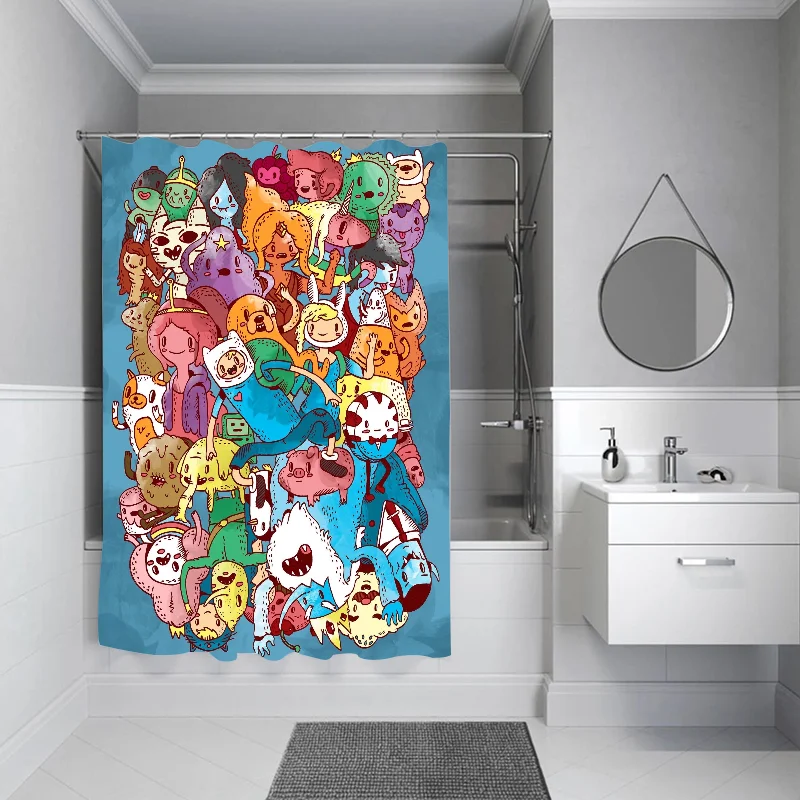 Shower Adventure Time Things for the Bathroom Accessories Folding Partition Bath Curtain Curtains Bedrooms Houses Rooms Quarto