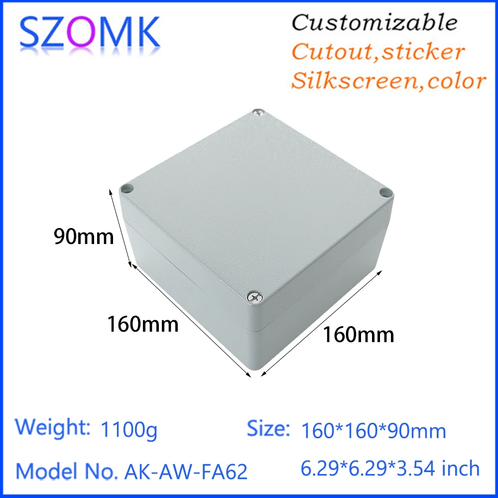 Szomk New Arrival Outdoor Aluminum Alloy Die Casting Parts Aluminum Enclosure Box Street Lighting Pole Junction Box 160x160x90mm