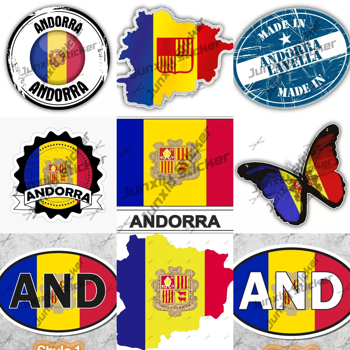 

Andorra Andora Map Flag Silhouette Buttefly Sticker Country Code And Oval Sticker With Flag Decals Accessories For Laptop Book