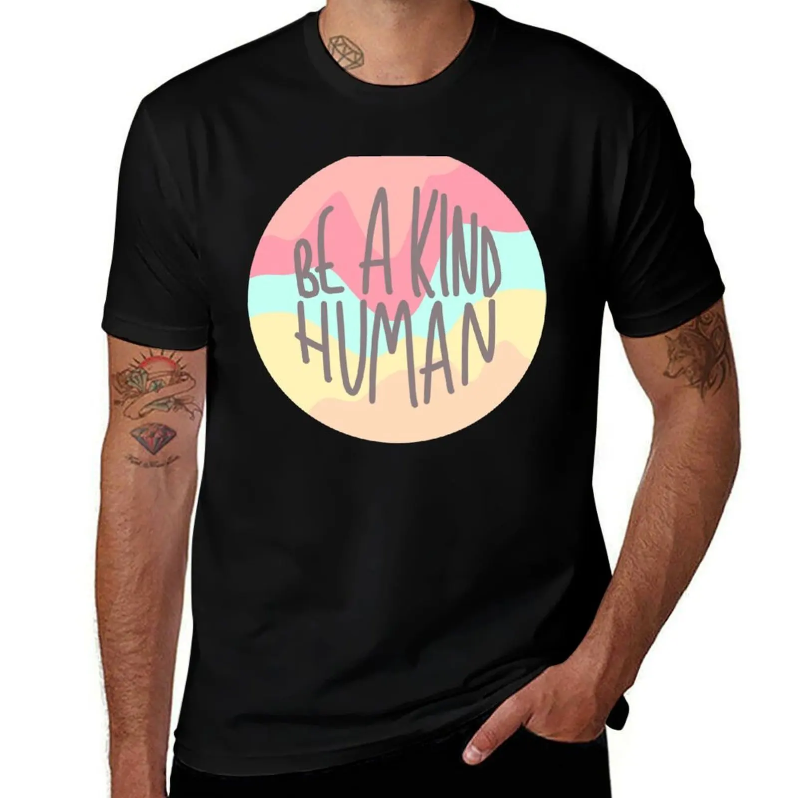 

Be A Kind Human Retro Pastel Quote T-Shirt man t shirts for men casual g man t shirts for men T-Shirt