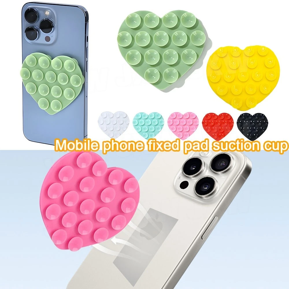 

JXWANCF Adsorption Mobile Phone Fixed Pad Hand-Free Washable Suction Cup Bracket Heart-shape Sucker Support Silicone Sucker