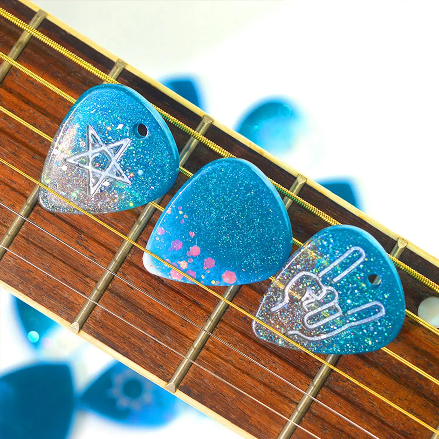 3pcs Guitar Pick Silicone Molds Guitar Pendant Epoxy Resin Molds Craft Tools