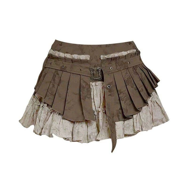 

Retro Pleated Skirt High Waist A-Line Dance Sle Post-Aalyptic Subculture ort Skirt Trendy Tee-acetate Fiber