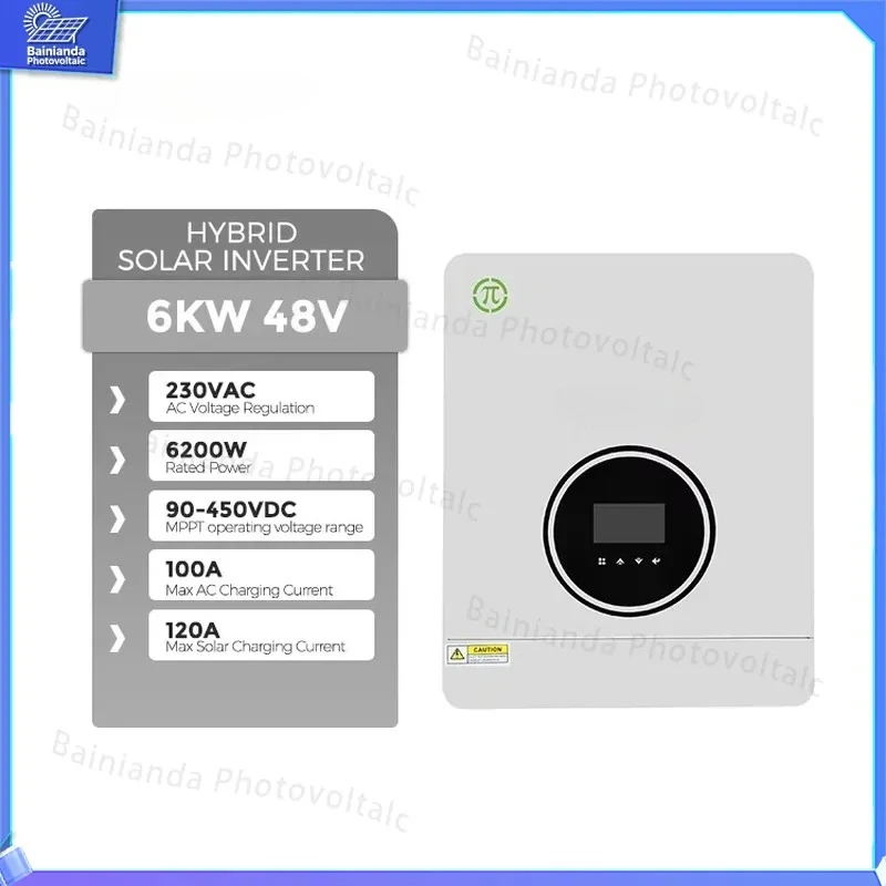 3KW 6KW Solar Inverter 48V DC to 230V AC Pure Sine Wave Grid Tie Hybrid Off Grid Residential PV Inverter for Home Solar Power