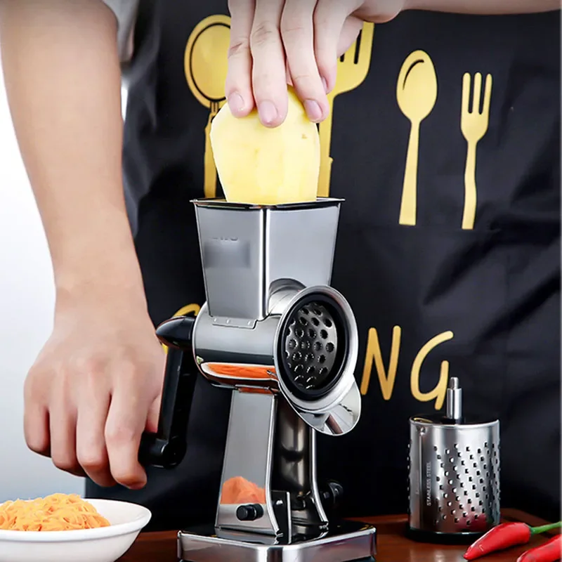 Hand-Cranked 304สแตนเลส Dicing ขนาดเล็ก Multi-Function ชีส Grater Artifact Nut เครื่องบดถั่วลิสงเครื่องบด