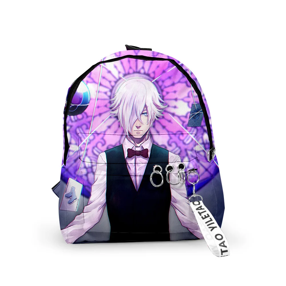 

Hip Hop Popular Death Parade School Bag Cute Small Travel Bags 3D Print Oxford Waterproof Key Chain Notebook Backpacks