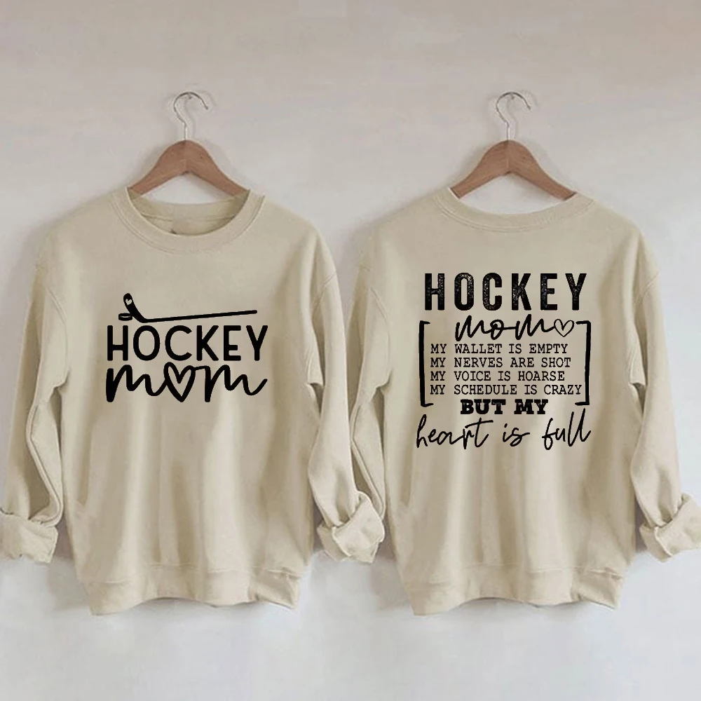 Rheaclots Women\'s Hockey Mom Printed Cotton Female Cute Long Sleeves Sweatshirt