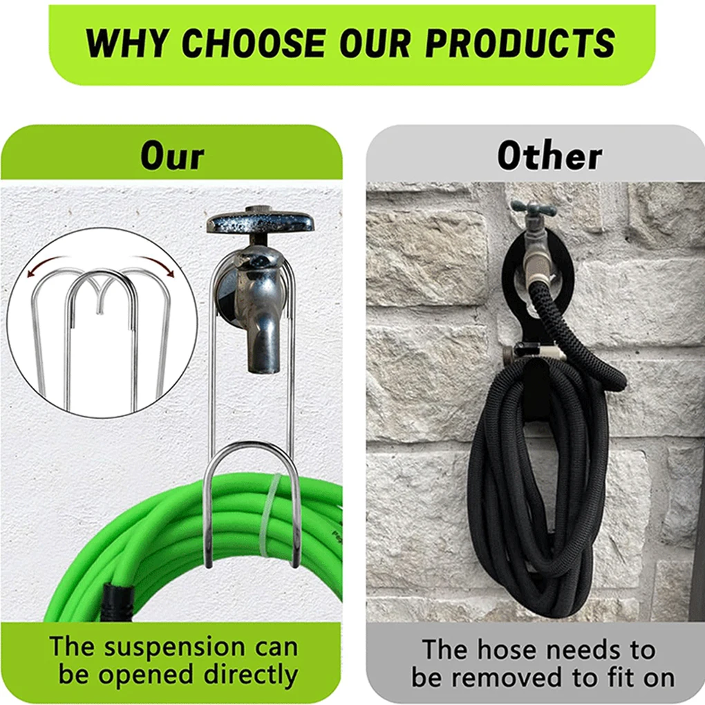 2pcs, hose hooks, stainless steel hose hose strong durable one-touch suitable for garden, kitchen, living room