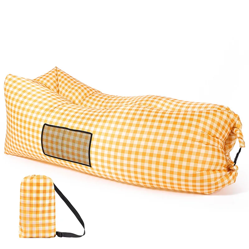 Pillow Inflatable Lazy Sofa Portable Outdoor Beach Air Sofa Bed Color Matching Lazy Sleeping Bag Bed image 5