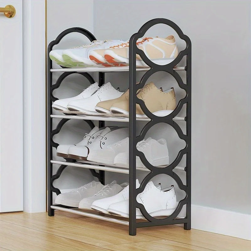 4-Tier Spacious Storage Rack - Sturdy Floor Standing Shelf with 12-16 Pair Shoe Organizer, Side Pockets, and Durable Steel Frame