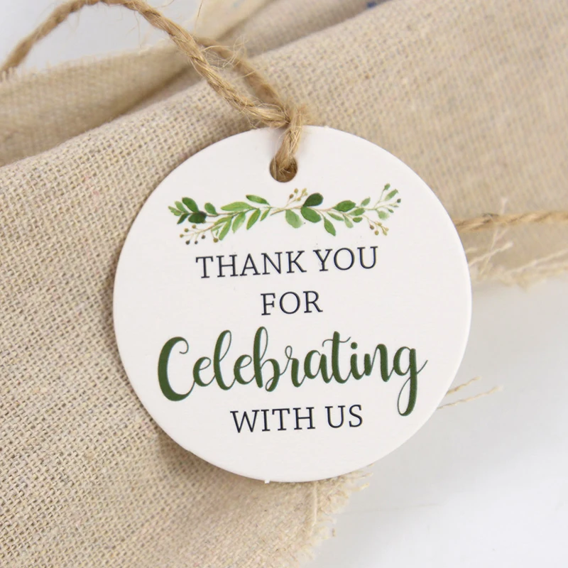 50pcs Thank You For Celebrating With Us Gifts Wrap Tags Wedding Candy Box Hanging Paper Card Label For Birthday Xmas Party Decor
