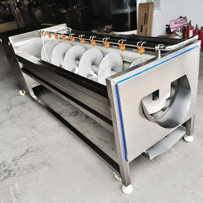 Automatic Parallel Brush Roller Washer Peeler Machine Ginger Potato Carrot Root Vegetables Ideal Food Processing Line Equipment