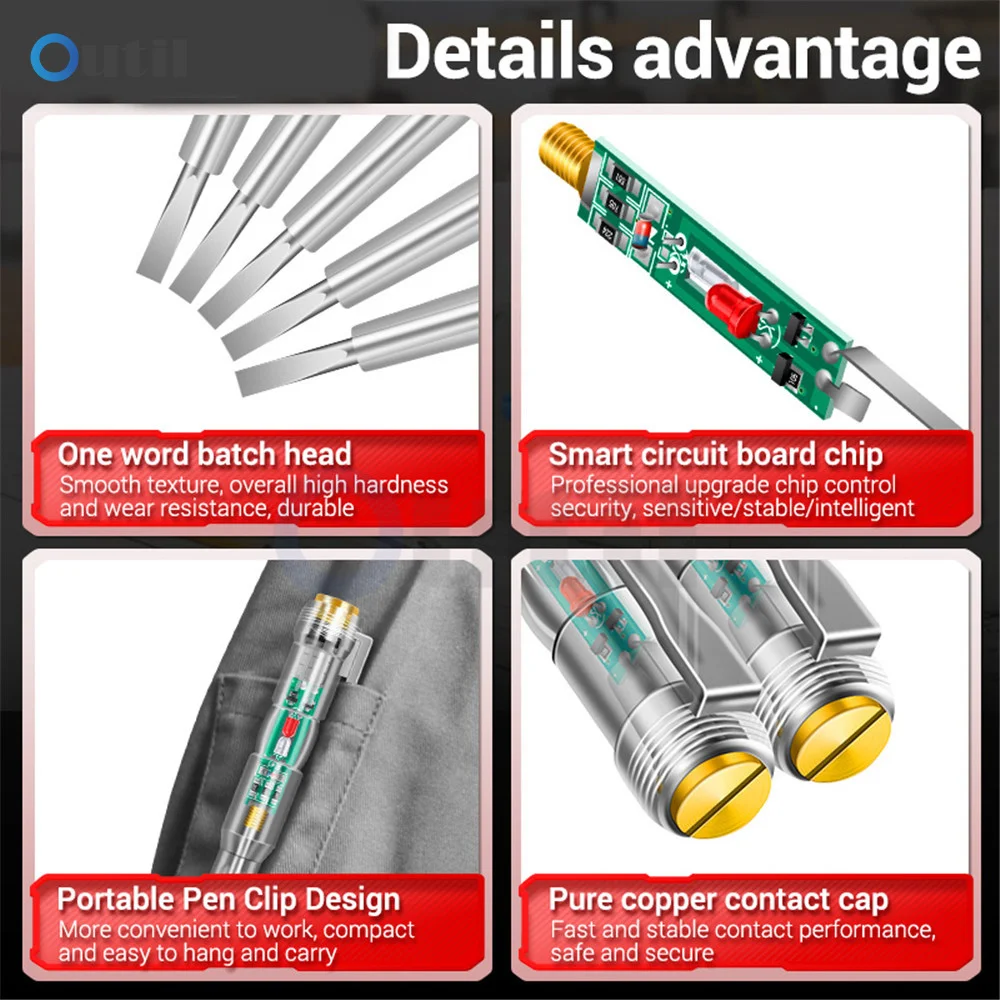 B12 Intelligent Induction Power Voltage Detector Pen Voltmeter Circuit Tester Electrical Screwdriver with Indicator Household