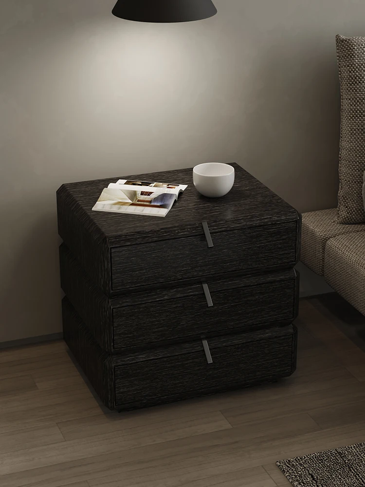 

Nordic solid wood modern minimalist bedroom rotating three layer bucket cabinet designer creative bedside cabinet