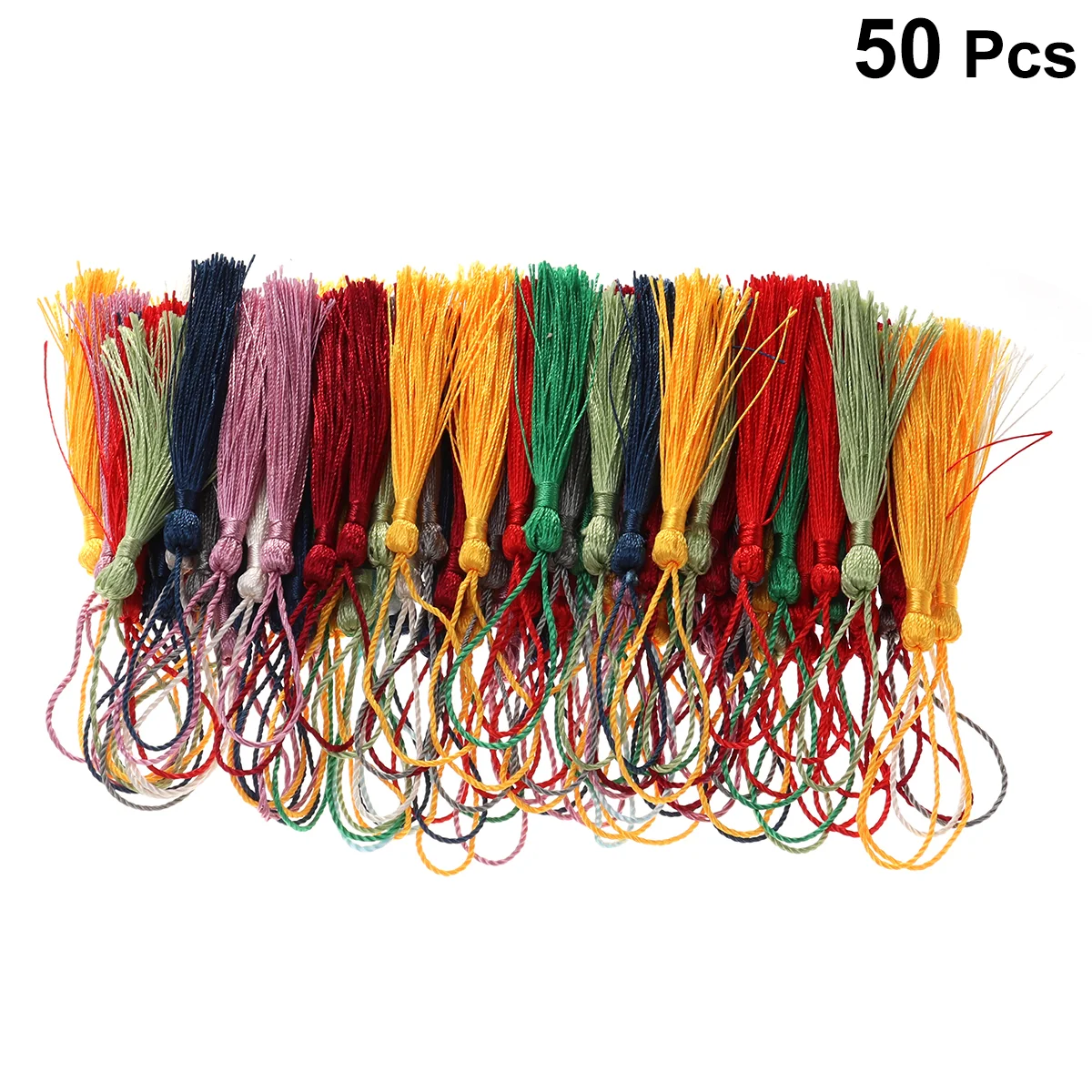 50 Pcs Chinese Knotted Tassels Charms for Bracelets Bulk Boho Decor Silk Decorative Hanging Ears