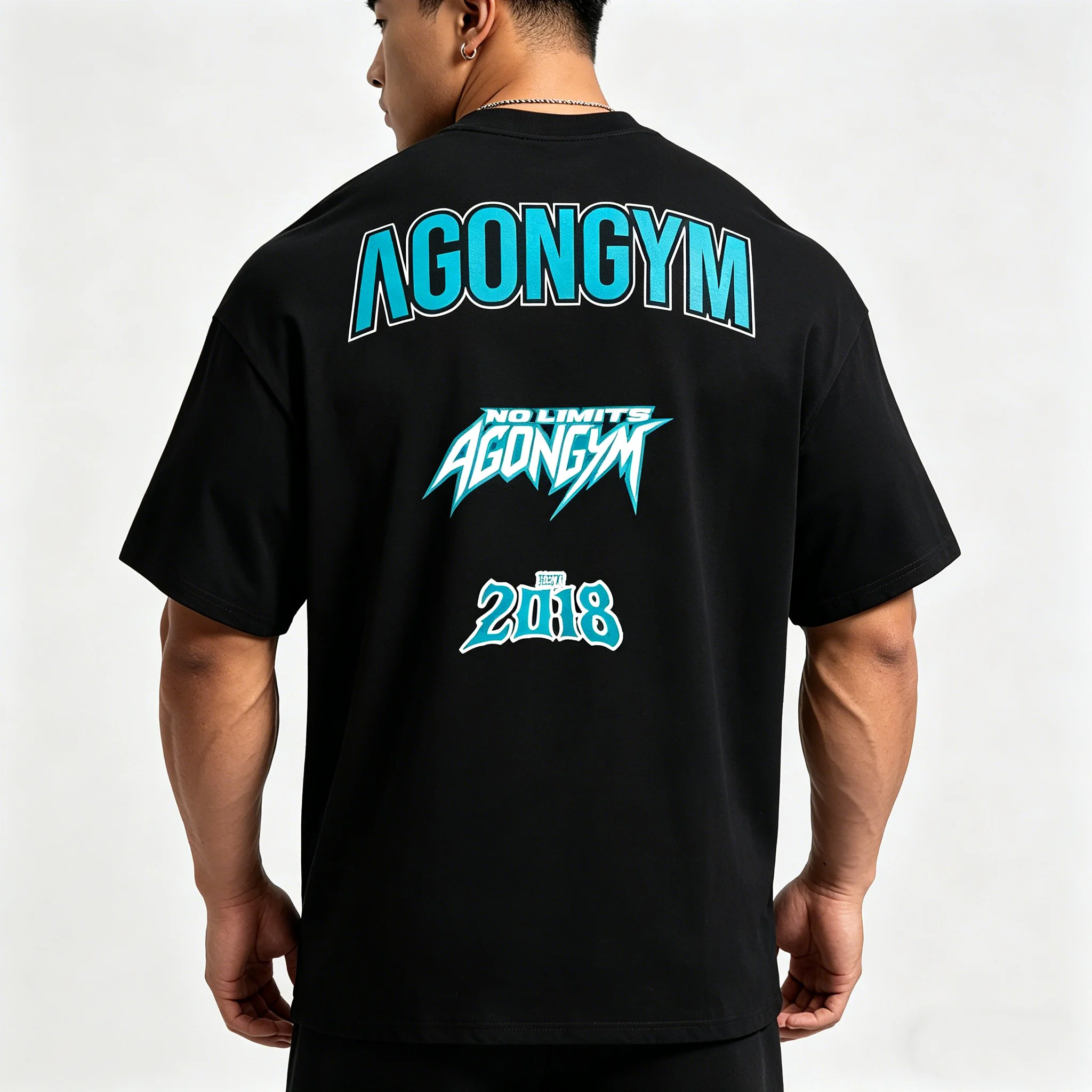 AGONGYM Oversized Loose Summer T-Shirts Short Sleeve Sport Shirts Gym Bodybuilding Fitness Mens Workout Casual Clothing