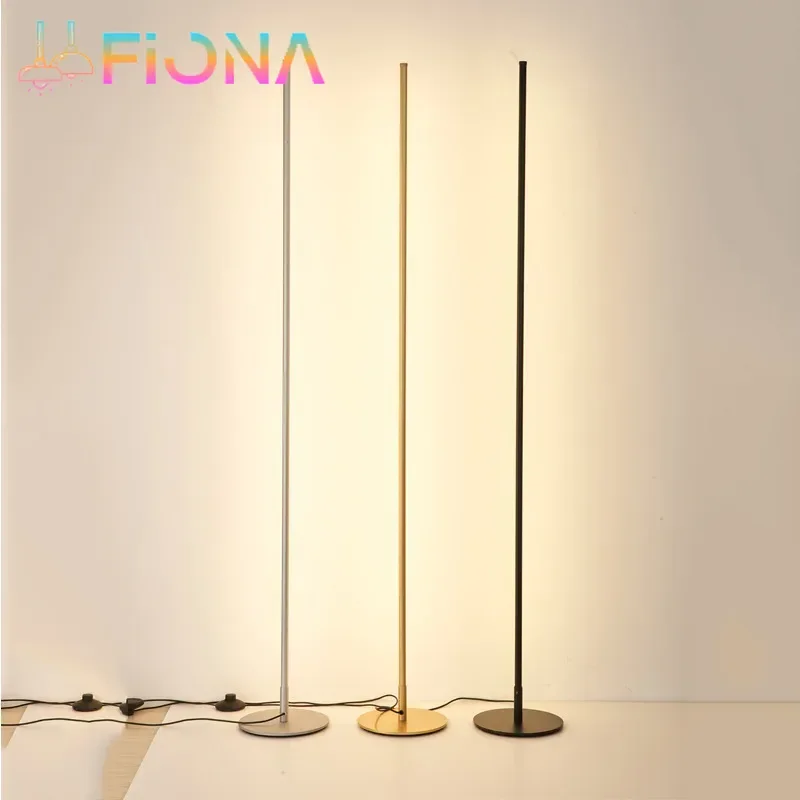 

Minimalist LED Floor Lamp Modern Cylindrical Long Line Remote Control Standing Light Bedroom Living Room Decor Lighing Fixtures