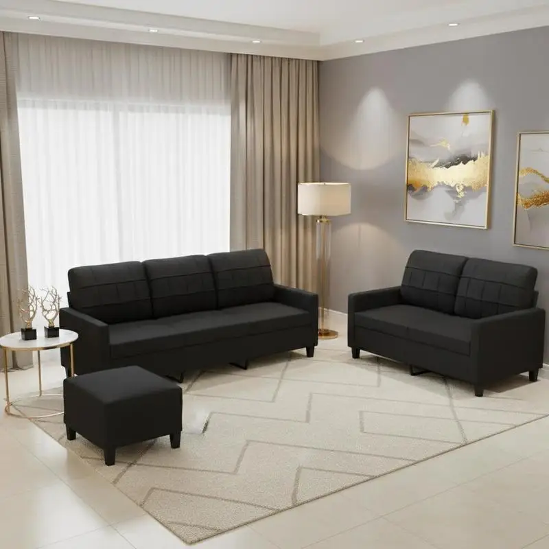 2-teiliges Sofa-Set mit Kissen – Modernes Wohnzimmer-Sofa aus hochwertigem Kunstleder für Entspannung und stilvolle Innenräume