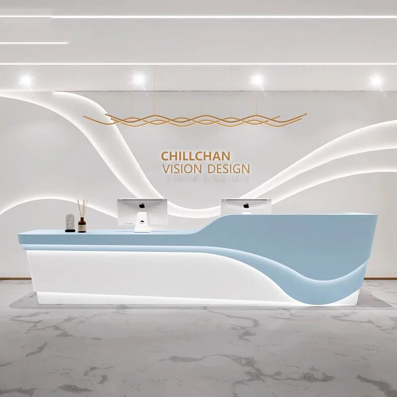 Premium Display Reception Desk Beauty Mobile Shopping Hotel Counter Reception Desk Designs Kassentisch Commercial Furniture HDH