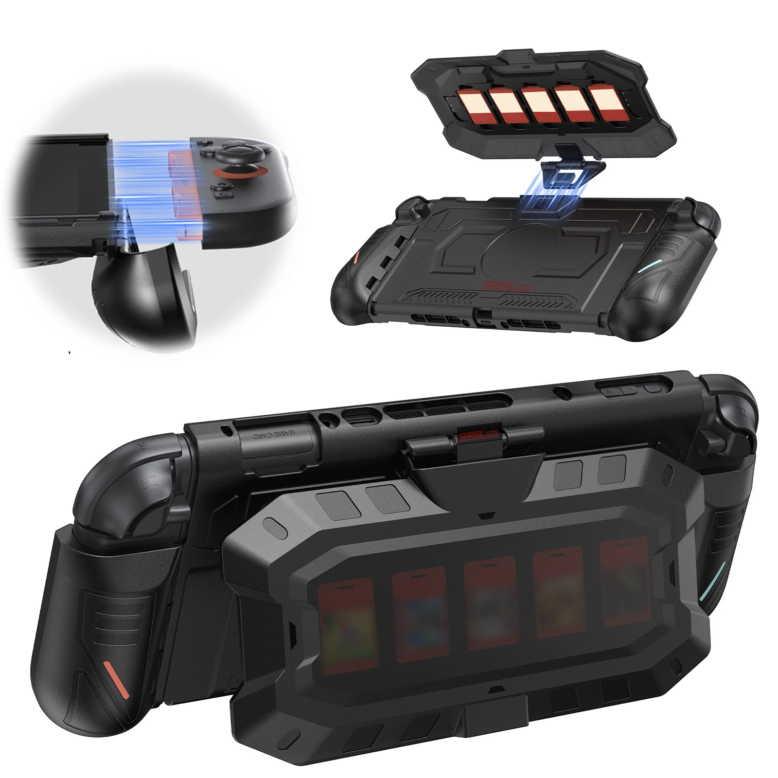 For NS2 Game Console Protective Cover with Game Card Storage Ergonomic Grip Protect Sleeve Detachable Gaming Accessories