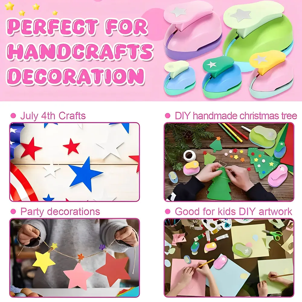 8/16/25/38/50mm five-pointed star punching machine labor-saving manual embossing machine creative DIY (random color)