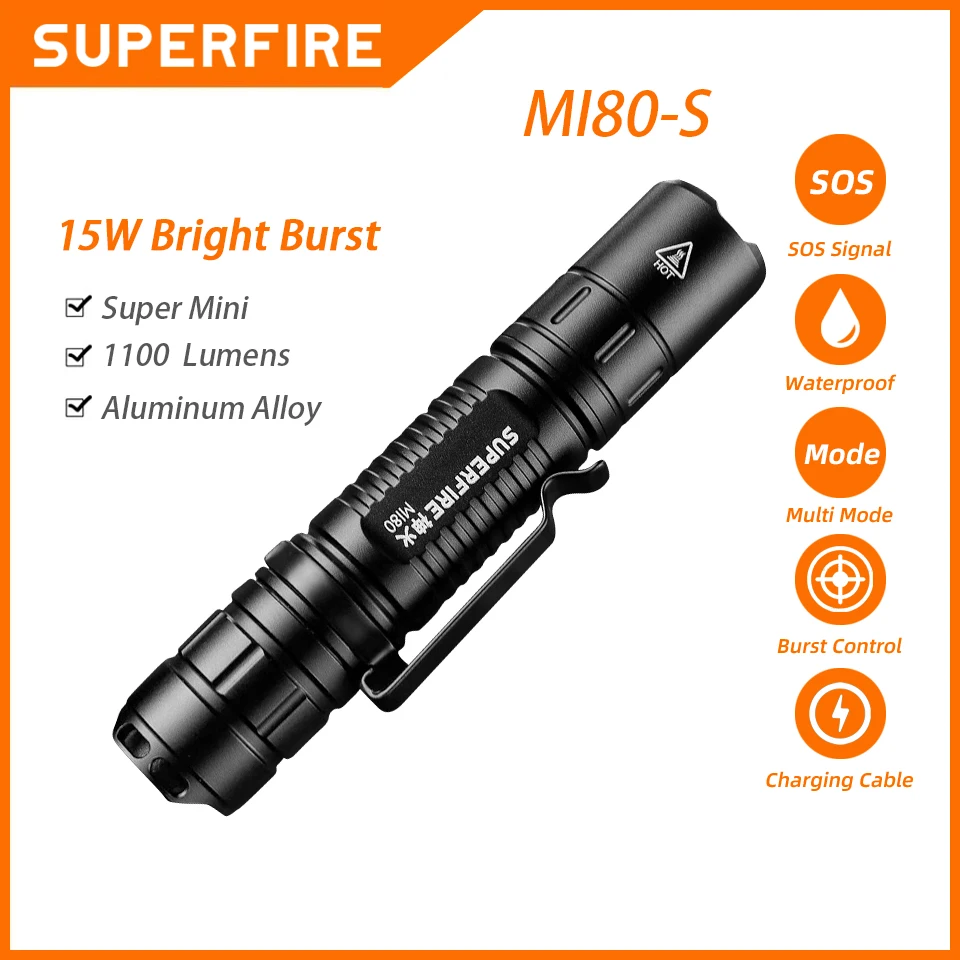 

SUPERFIRE MI80-S MINI Led flashlight Ultra powerful edc torch outdoor fishing Work light aluminum alloy camping Tactical lantern