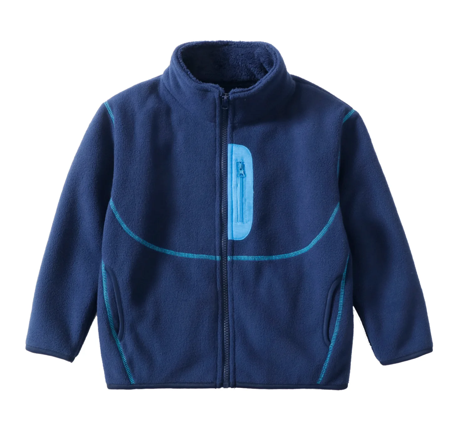 Boys Girls Kids Double Sided Fleece Coat Collar Warm Colorblock Toddler Outerwear Autumn Winter Children Jacket 2-16 Years