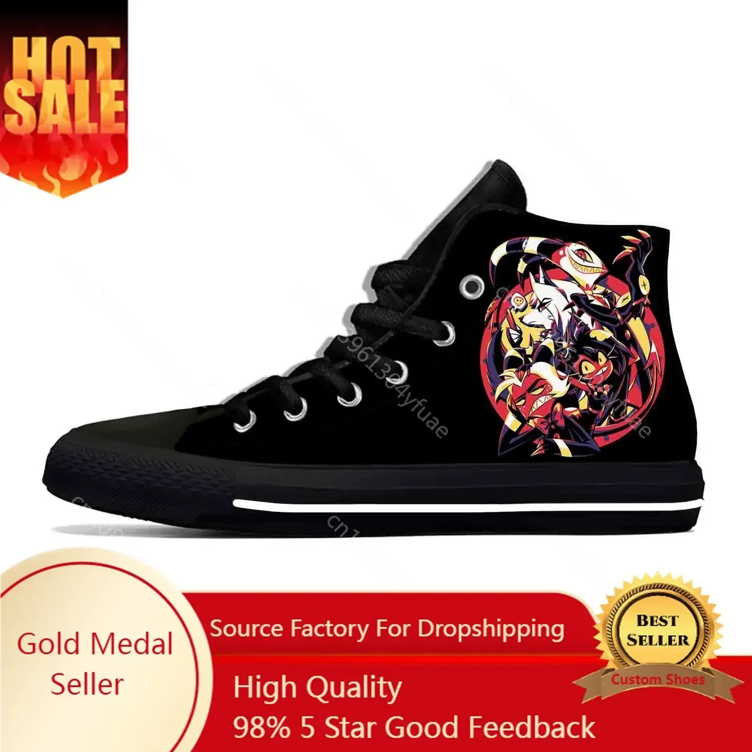 

Boss Anime Cartoon Manga Helluva Funny Casual Shoes High Top Summer Lightweight Hot Board Shoes Breathable Men Women Sneakers