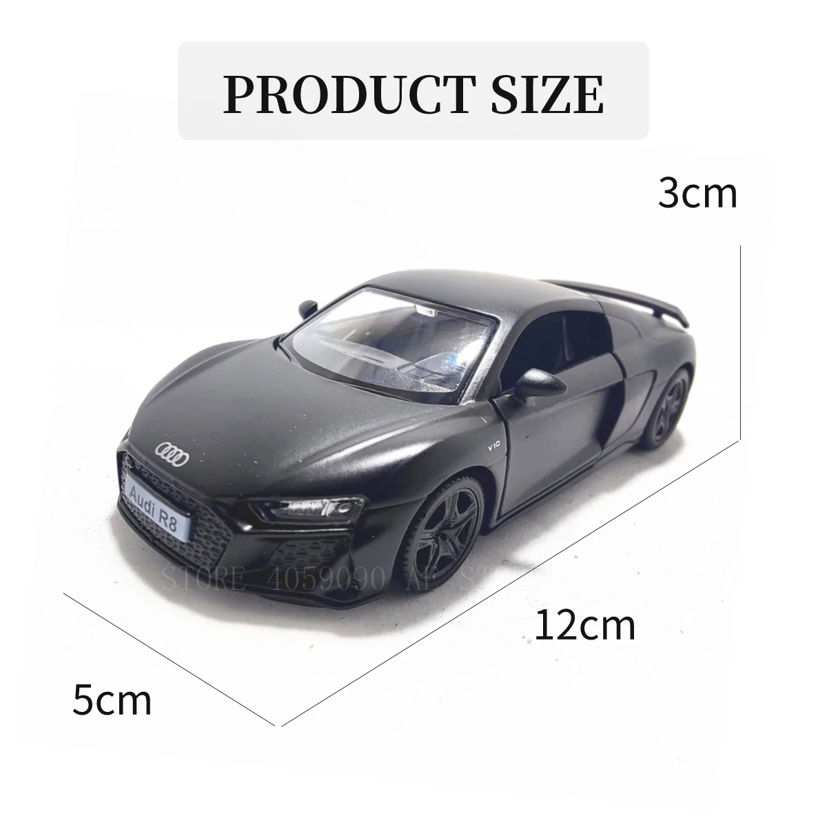 1:36 Audi R8 V10 Coupe Noire Metal Diecast Car Model Repilca Scale Miniature Collection Vehicle Hobby Kid Toy for Boy Xmas Gift