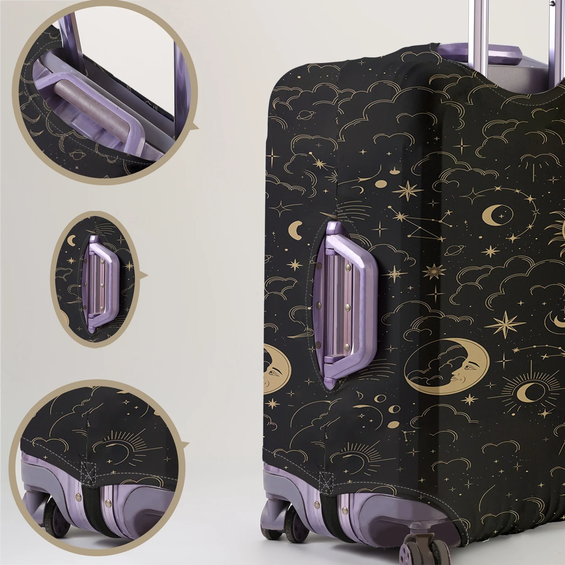 Star and Moon Pattern Luggage Protective Cover, suitable for 18-32 inch luggage covers, luggage handle gloves, travel accessorie