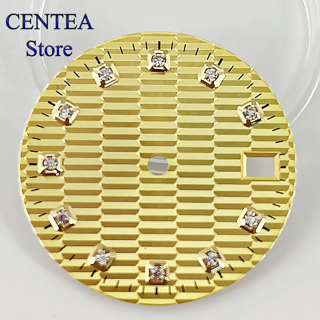 RICHUS 28.5mm silver/gray/green/gold sterile watch dial fit NH34 NH35 movement fit 3 o'clock crown 3.8 o'clock crown