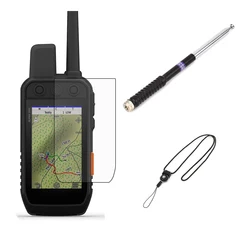 LCD Screen Protector Shield Fillm+Lanyard+ Long Range Extendable High Gain Telescopic Antenna for Garmin Alpha 200i 200 300i 300