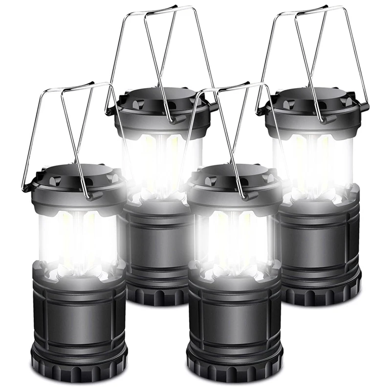 DT16 Solar Camping Lanterns 4-Pack Battery Operated LED Lights for Power Outages Emergency Supplies Survival Kit