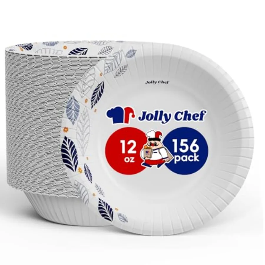 

156 Count Paper Bowls with Leaf Floral Print 12 OZ Disposable Bowls Bulk, Heavy-duty Bowls Perfect for or Parties, Picnics, and