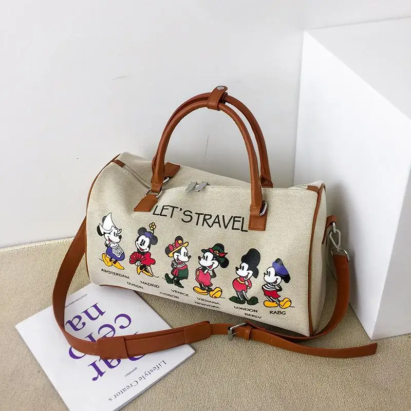 

Cartoon Disney Mickey Women's Shoulder Canvas Bag Short Distance Travel Bag Trendy Women's Bag Large Capacity Travel Bag Gifts