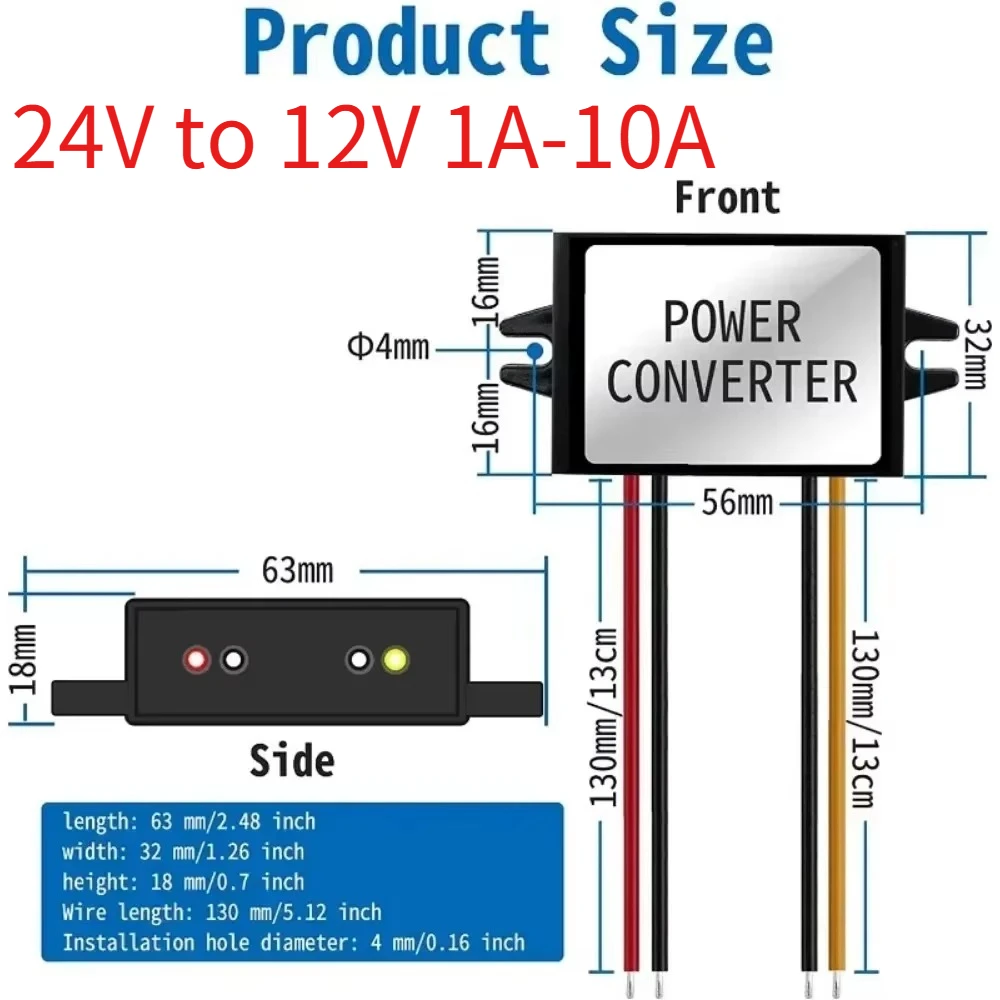 24V to 12V 1A-10A Step Down Converter Adaptive DC to DC Buck Converter Transformer Module Regulator Car Power Supply Module CE