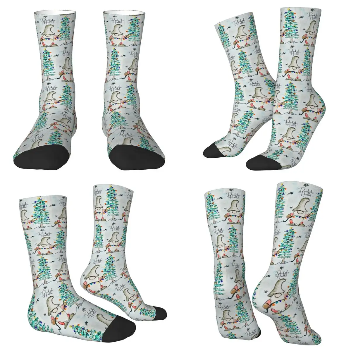All Seasons Crew Stockings Christmas Gnome With Tree Socks Casual Long Socks for Men Women Gifts