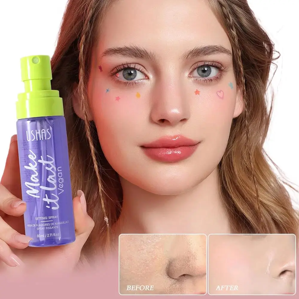 Spray utrwalający makijaż 80ml, kontrolujący wydzielanie sebum, wodoodporny, nawilżający, długotrwały, nie rozmazuje się.