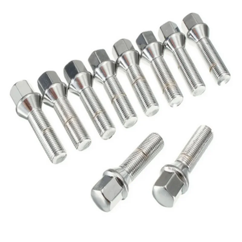 10PCS Nuts Suit For BMW x1x3x5x6x73series 28/35/40/45/50mm Lengthen Steel Wheel Bolts M14 x 1.5 M12*1.5 M14*1.25 M12*1.25