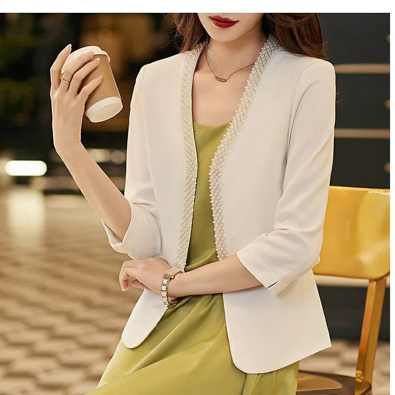 Temperament Socialite Xiaoxiangfeng Short Coat Female 2024 Spring and Summer New High-grade Sense Cropped Sleeve Blazer Top