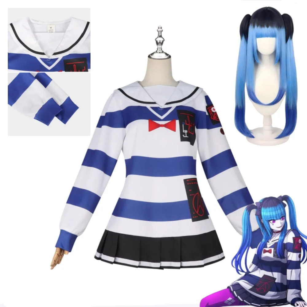 

The Hundred Line Taemi Amamiya Cosplay Costume Full Set Striped Daily Casual Outfit Japanese Halloween Comic Con Stage Outfit