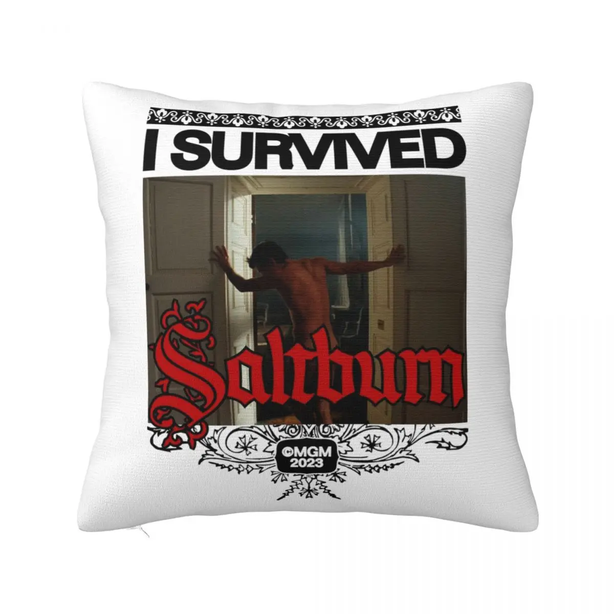 Saltburn I Survived Movie Pillowcase Polyester Cushion Cover Decorations Throw Pillow Case Cover Home Square 45X45cm