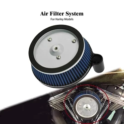 Motorcycle Air Filter System Blue Cleaner Kit For Harley Touring Road Street Glide FLHX 2000-07 Dyna Fat Bob 00-17 Softail 00-15